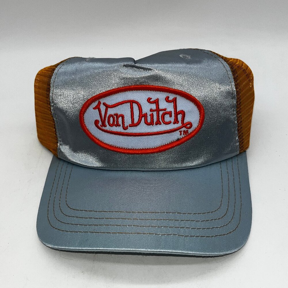 Vintage Satin and Mesh Von Dutch Snap Back Trucker Hat